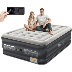 OhGeni Camping Mattress with Built-in Pump, 40D Nylon Inflatable Sleeping Pad for Backpacking Tent Hiking, Compact & Lightweight Air Mattress for Travel, Mat for Camping & Sleeping Mattresses (Dark Blue)